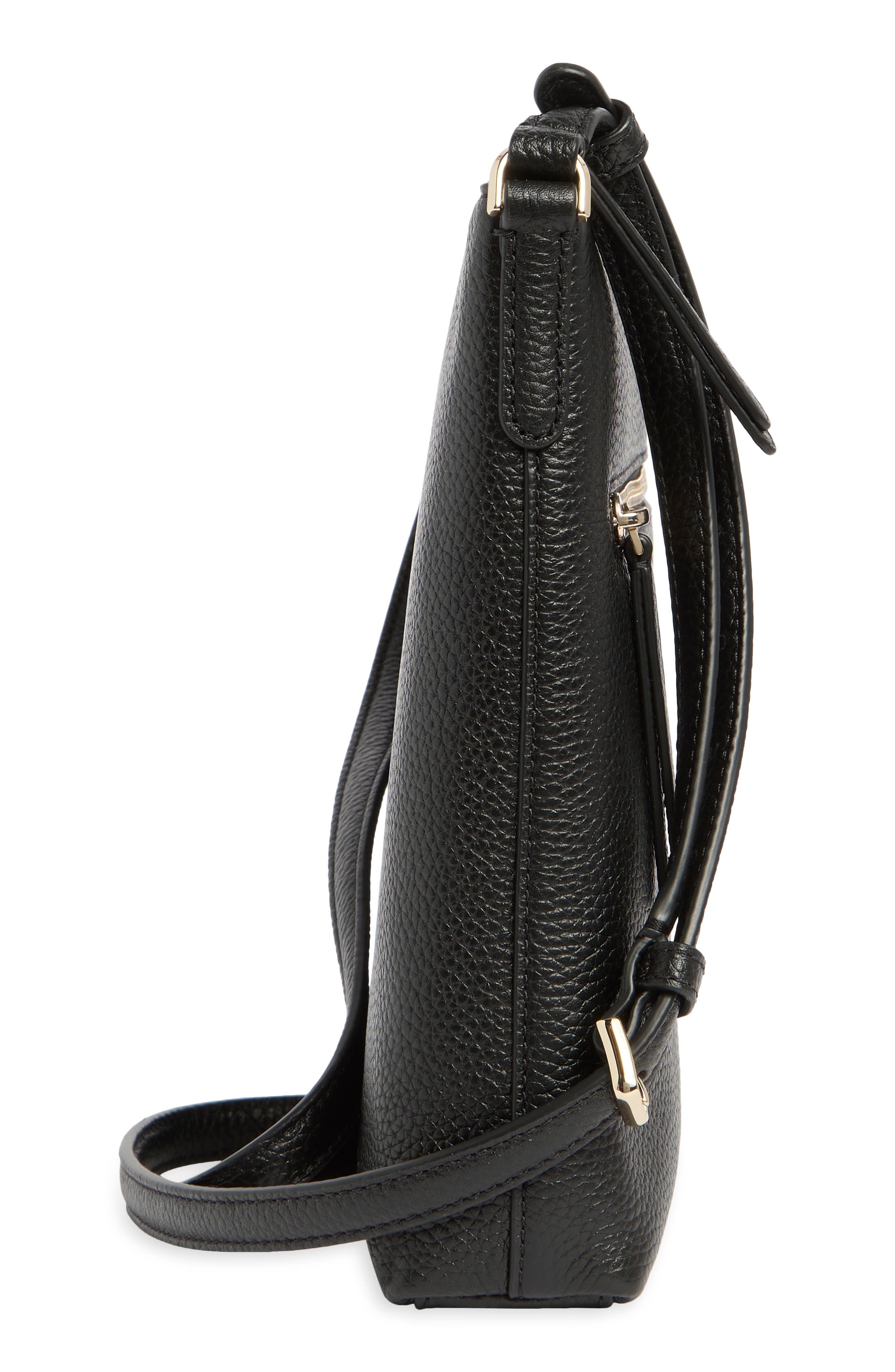 Kate Spade New York jackson top zip leather crossbody bag, Alternate, color, Black/Black