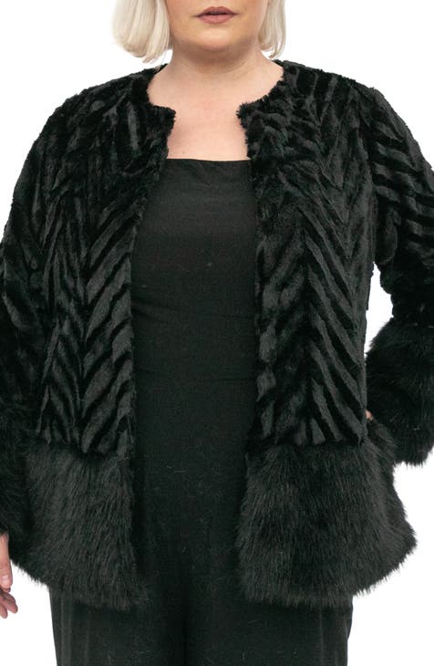 Chevron Faux Fur Bolero (Plus)