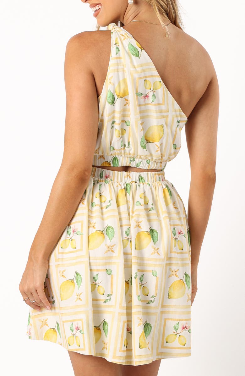 Petal & Pup Cintrico Lemon Print One-Shoulder Cotton Minidress, Alternate, color, Lemon