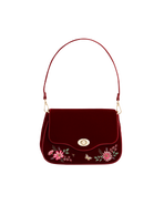 Fable England Mary Floral Embroidered Velvet Clutch