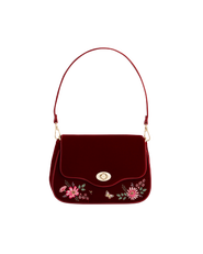 Fable England Mary Floral Embroidered Velvet Clutch
