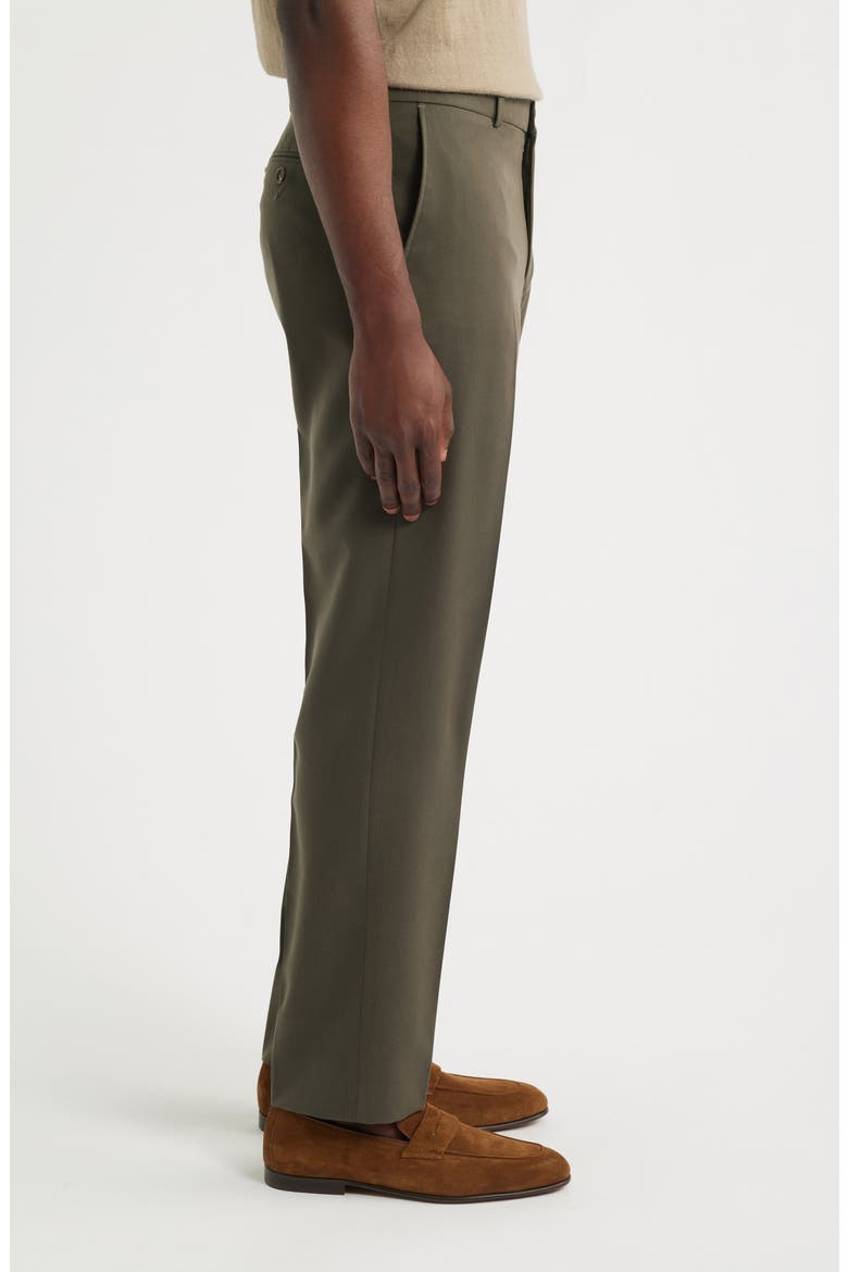 Nano Reflex Solid Flat Front Dress Pants, Alternate, color, DARK OLIVE