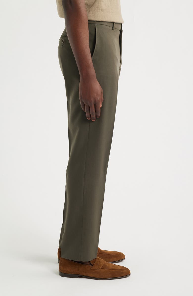 Berle Nano Reflex Solid Flat Front Dress Pants, Alternate, color, Dark Olive