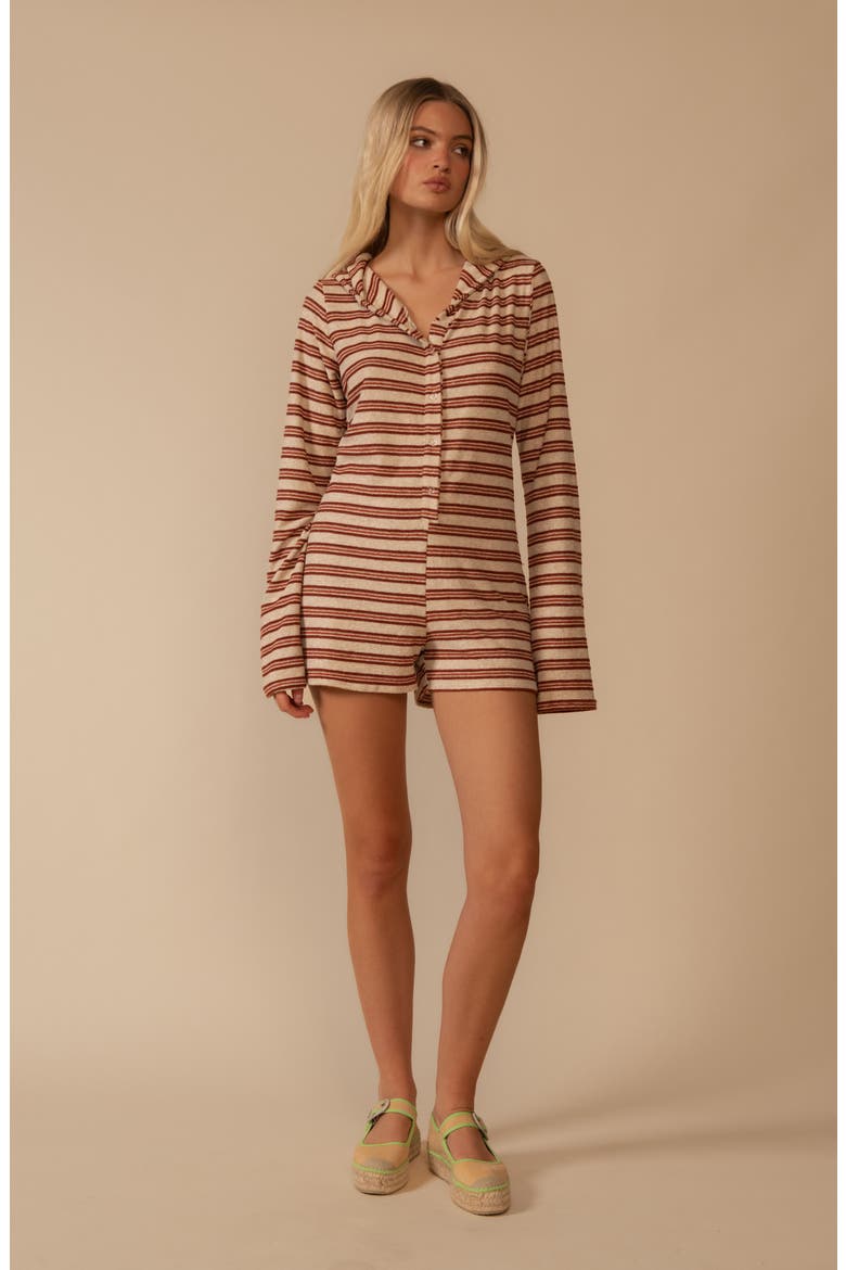 Joan Stripe Hooded Long Sleeve Cover-Up Romper, Alternate, color, JOAN STRIPE