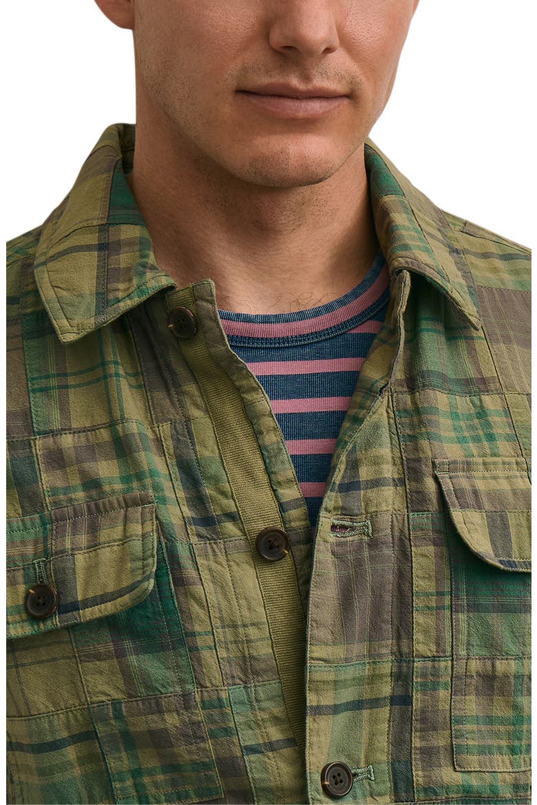 Patchwork Cotton Shirt Jacket, Alternate, color, OLIVE MADRAS PATCHWORK
