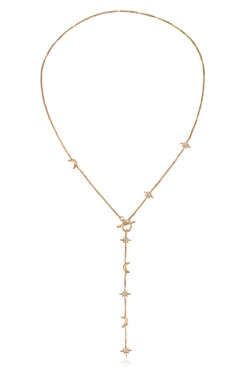 Moon Chain Lariat Necklace, Main, color, GOLD