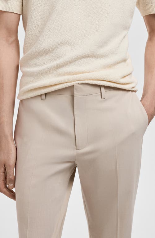 Mango Slim Fit Flat Front Pants In Neutral