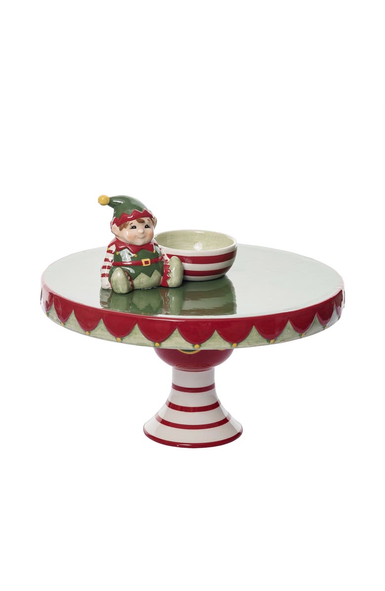 Transpac Holiday Santa
s Elf Pedestal Dip Bowl Set of 2 Festive Trays, Alternate, color, Multi