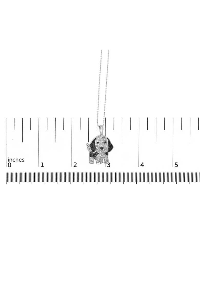 Silver 1/4 cttw White and Black Diamond Dog Pendant Necklace 18 inch, Alternate, color, White