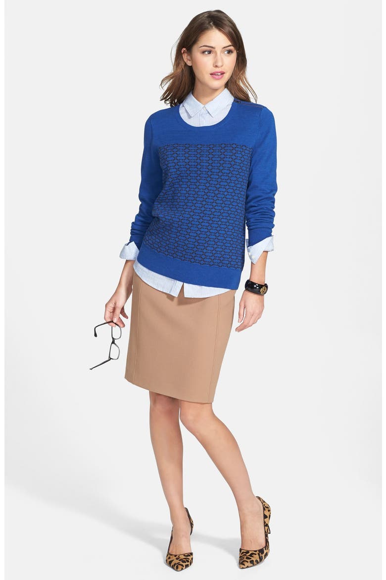SEAMED PENCIL SKIRT, Alternate, color, DARK CAMEL