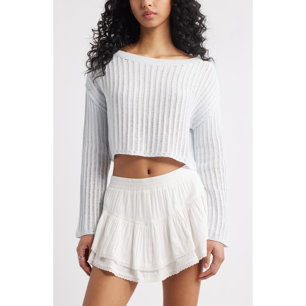 Shop Bp. Open Stitch Crop Sweater In Blue Illusion