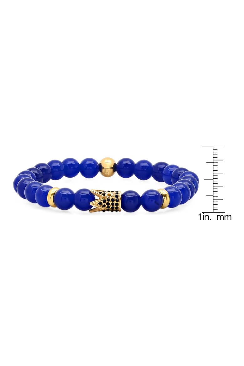 Men's Agate Beaded Bracelet, Alternate, color, BLUE/ GOLD