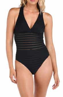 La Blanca Fluid Lines Cross Back One-Piece Swimsuit