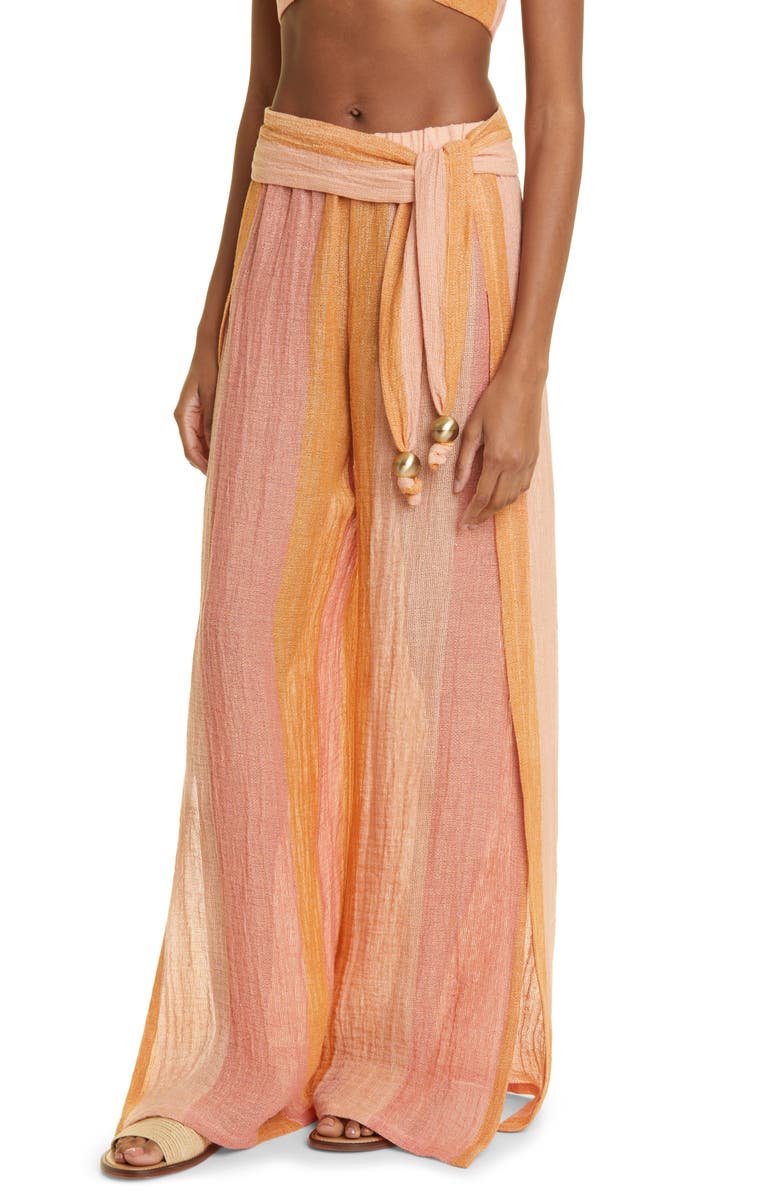 Lisa Marie Fernandez Wide Leg Linen Blend Pants, Alternate, color, 