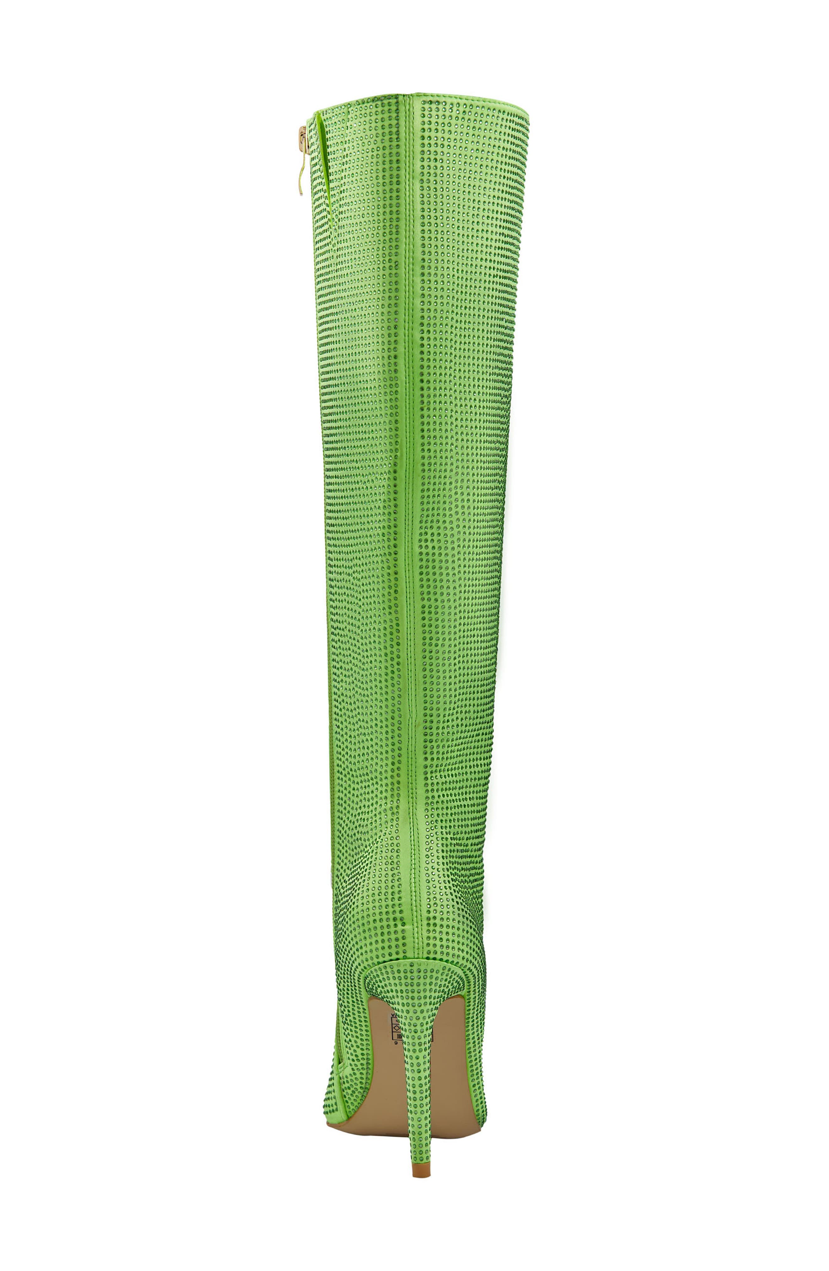 LADY COUTURE Diamond Rhinestone Pointed Toe Boot, Alternate, color, Lime