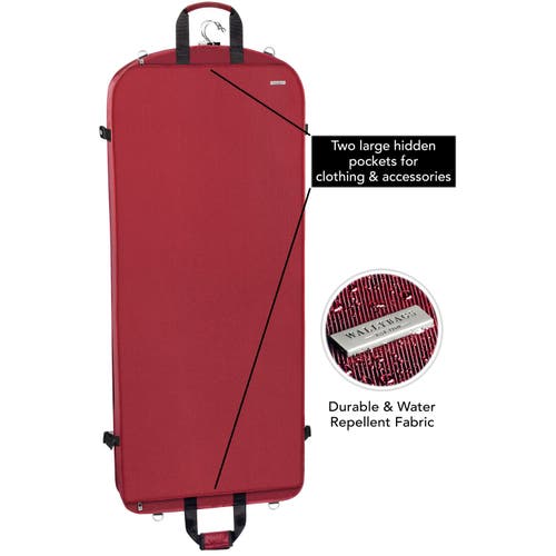 Wallybags 52" Premium Travel Garment Bag With Shoulder Strap And Two Large Pockets In Red