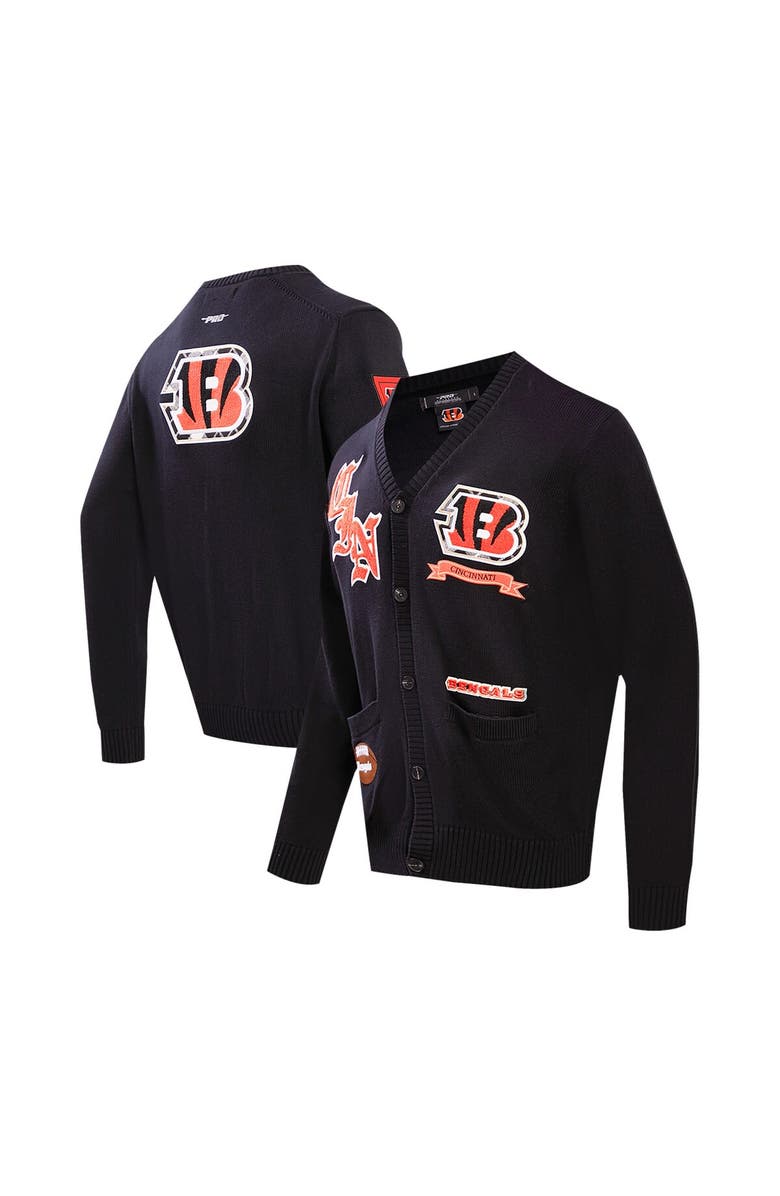 PRO STANDARD Men's Pro Standard Black Cincinnati Bengals Prep Button-Up Cardigan Sweater, Main, color, 