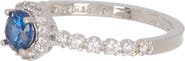 SUZY LEVIAN Sterling Silver Sapphire Halo Ring
