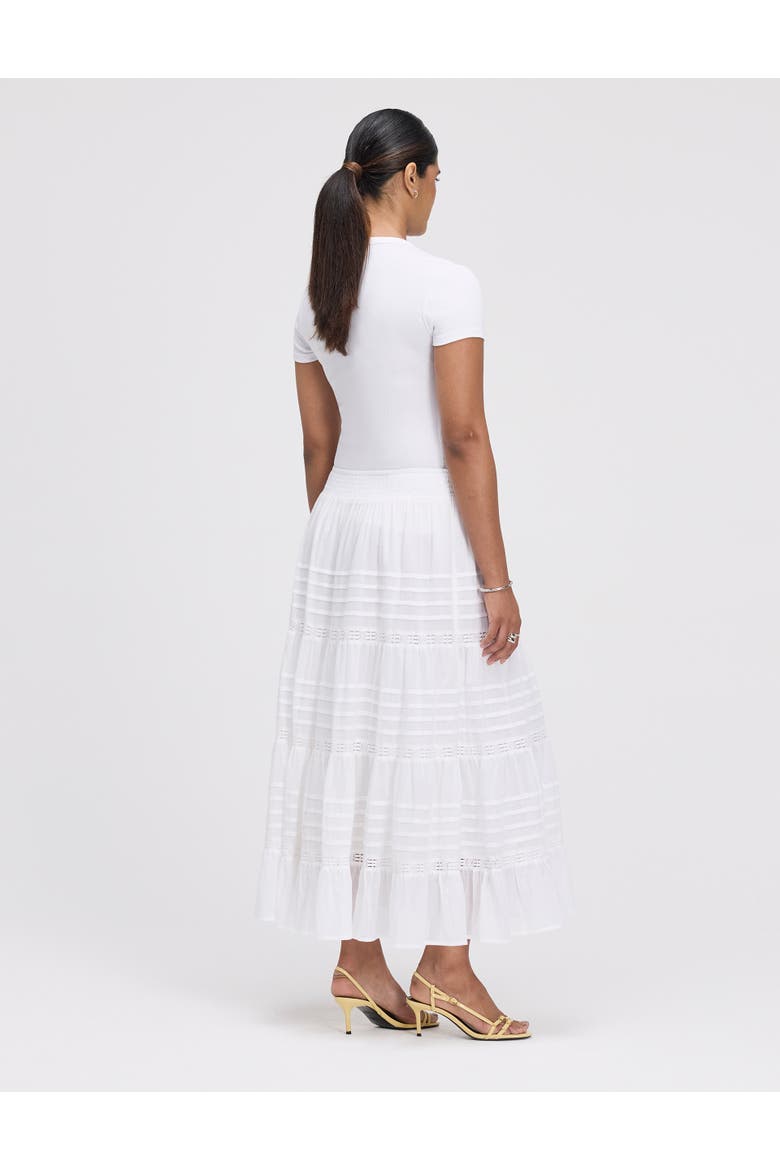 Imani Cotton Tiered Midi Skirt, Alternate, color, White