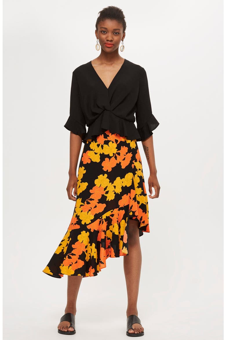 Twist Peplum Hem Top, Alternate, color, SOLID BLACK