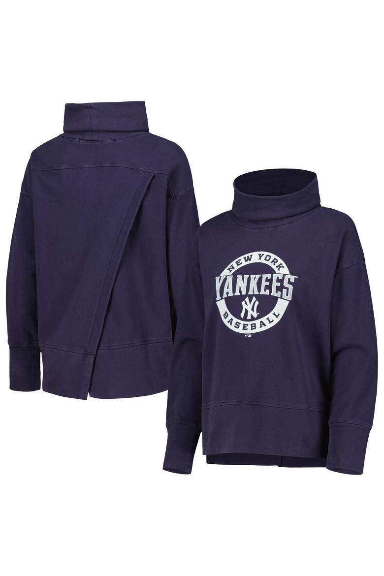 Women's Levelwear Navy New York Yankees Sunset Farm Team Pullover Sweatshirt, Main, color, Navy