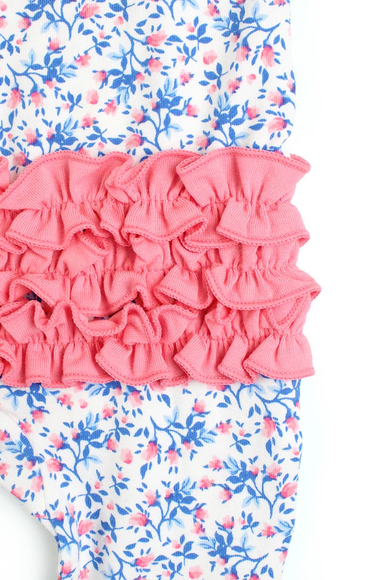 RuffleButts Kids' Tea Time Ruffle Fitted One-Piece Footie Pajamas, Alternate, color, 