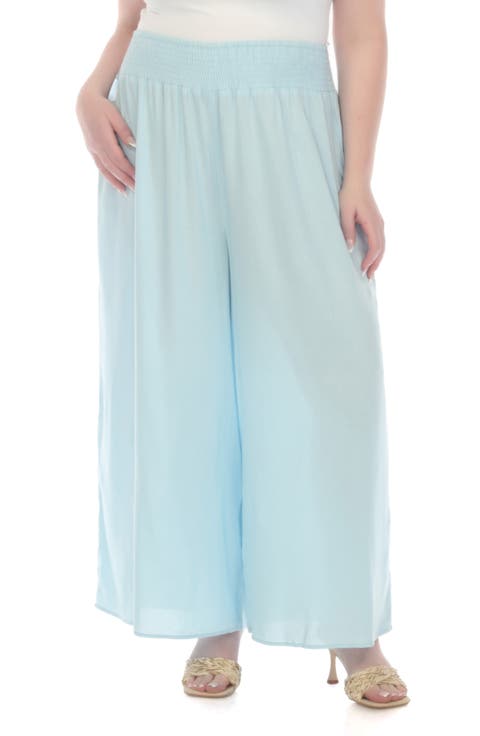 Smocked Wide Leg Pants (Plus)