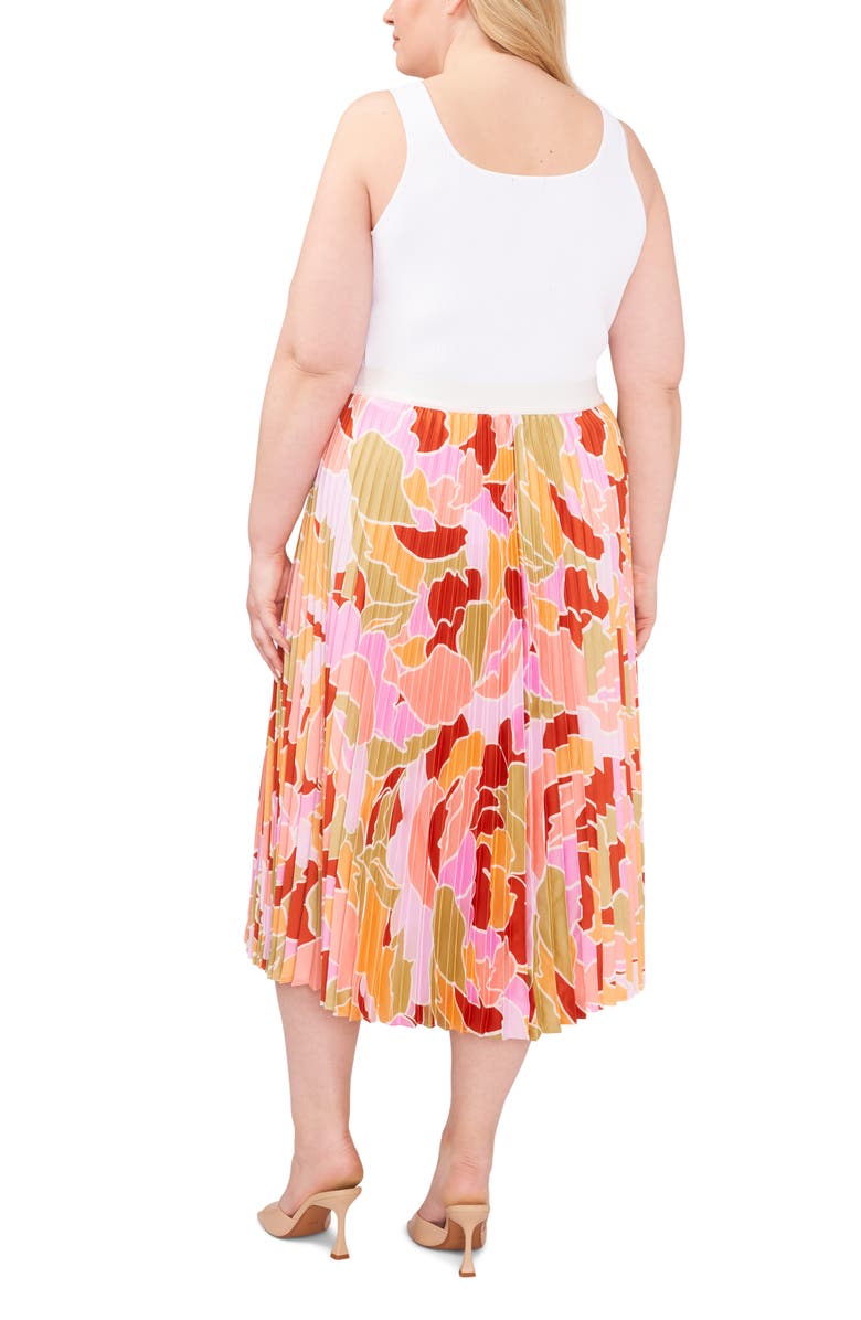 Halogen<sup>®</sup> Abstract Print Double Slit Pleated Midi Skirt, Alternate, color,