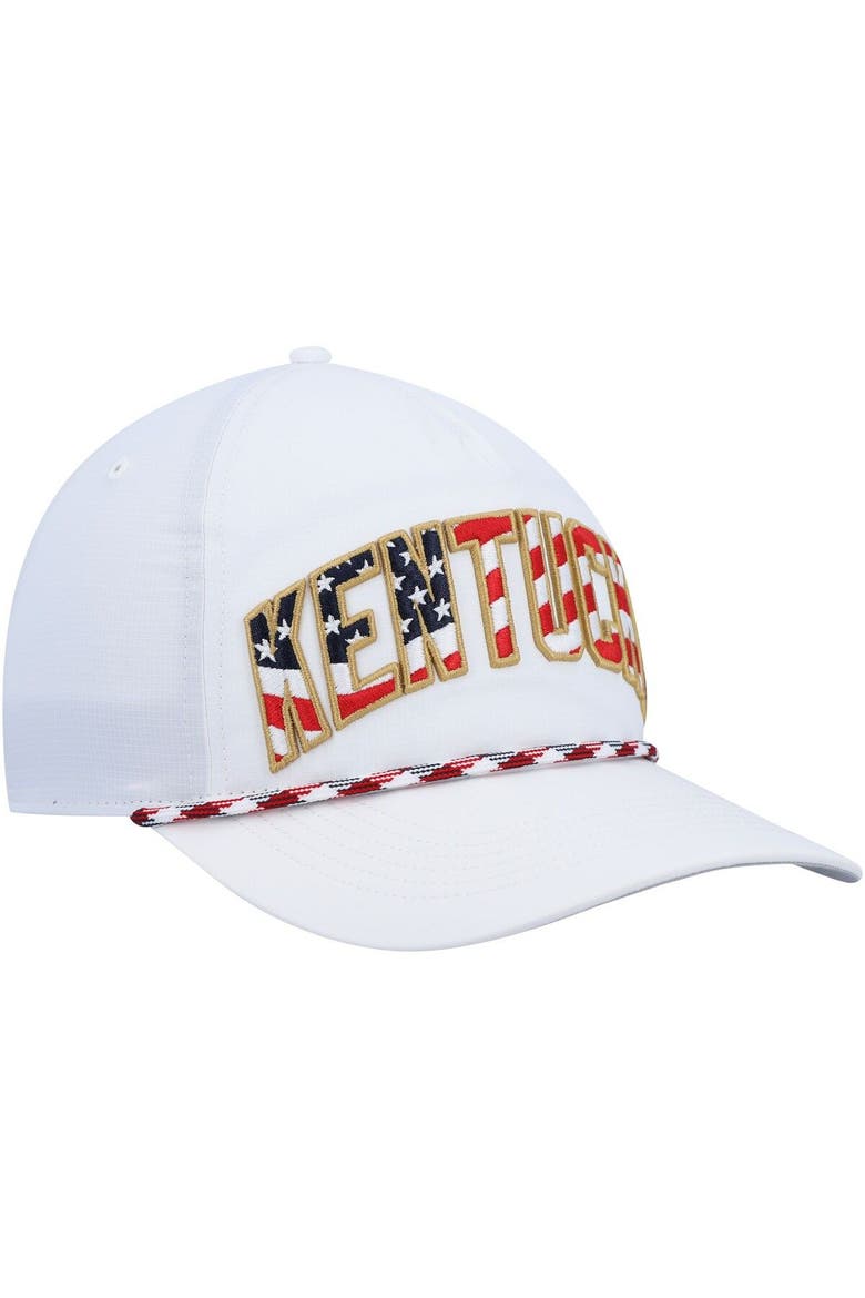 Men's '47 White Kentucky Wildcats Stars and Stripes Flag Flutter Hitch Snapback Hat, Alternate, color, White