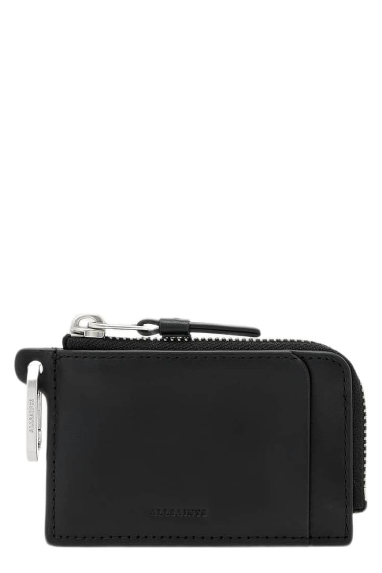 Remy Leather Wallet, Main, color, BLACK/ SILVER