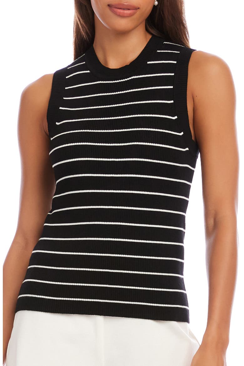 Stripe Rib Sweater Tank, Main, color, BLACK/WHITE STRIPE