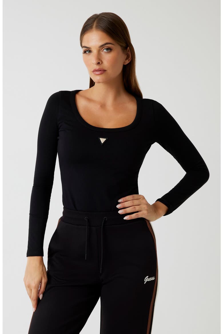 Colette Long Sleeve Bodysuit, Alternate, color, BLACK-BLACK