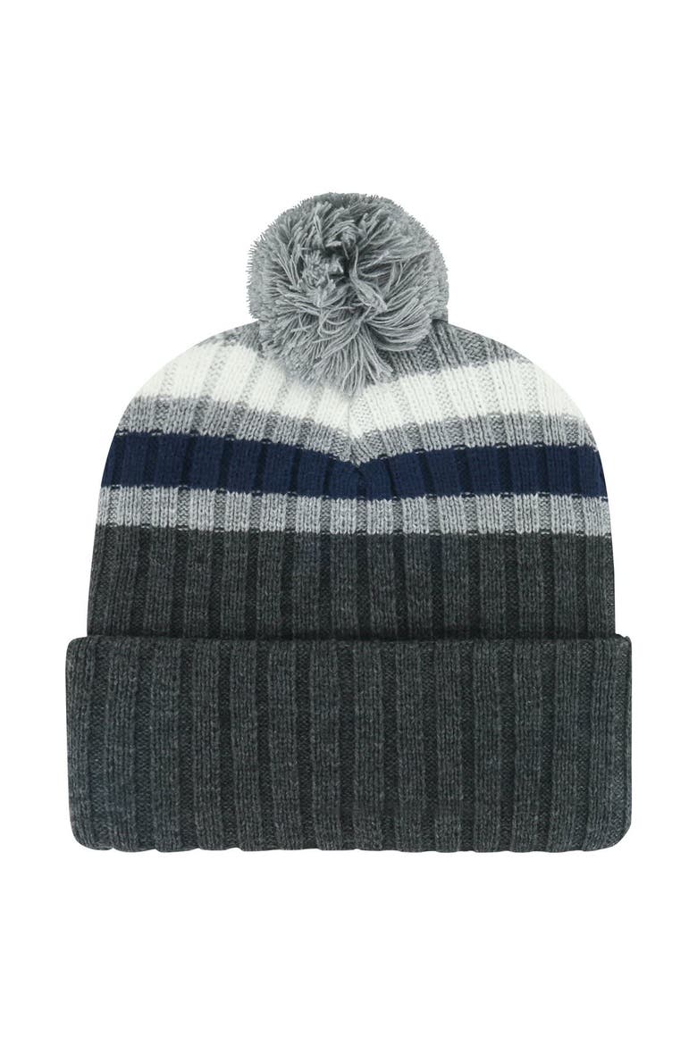 Men's '47 Gray Toronto Maple Leafs Stack Patch Cuffed Knit Hat with Pom, Alternate, color, Gray