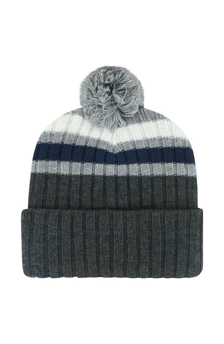 '47 Men's '47 Gray Toronto Maple Leafs Stack Patch Cuffed Knit Hat with Pom, Alternate, color, Gray