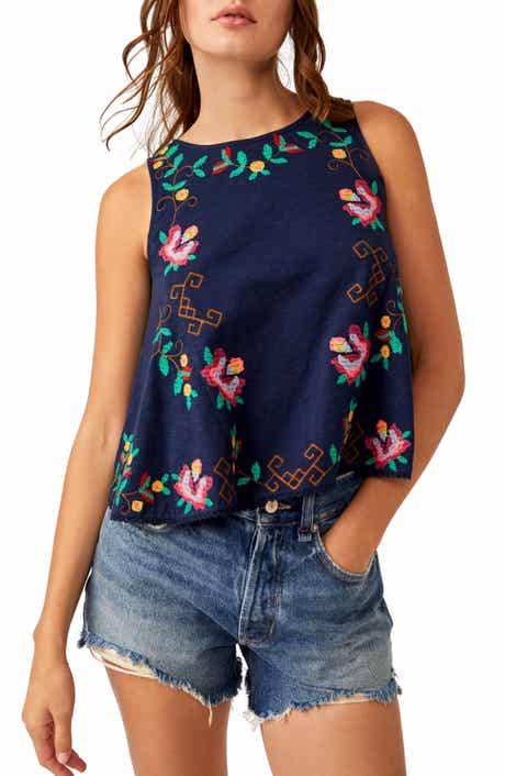 Free People Fun & Flirty Embroidered Top