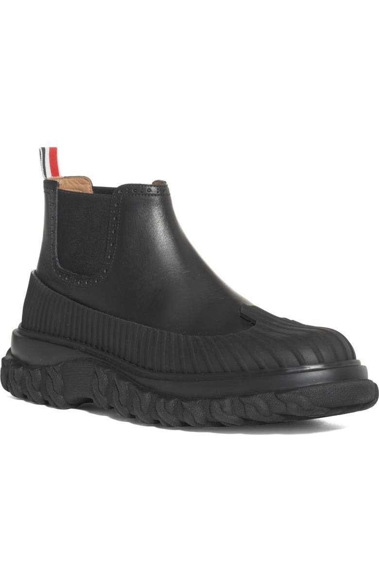 Thom Browne Brogued Chelsea Duck Boot, Main, color, Black
