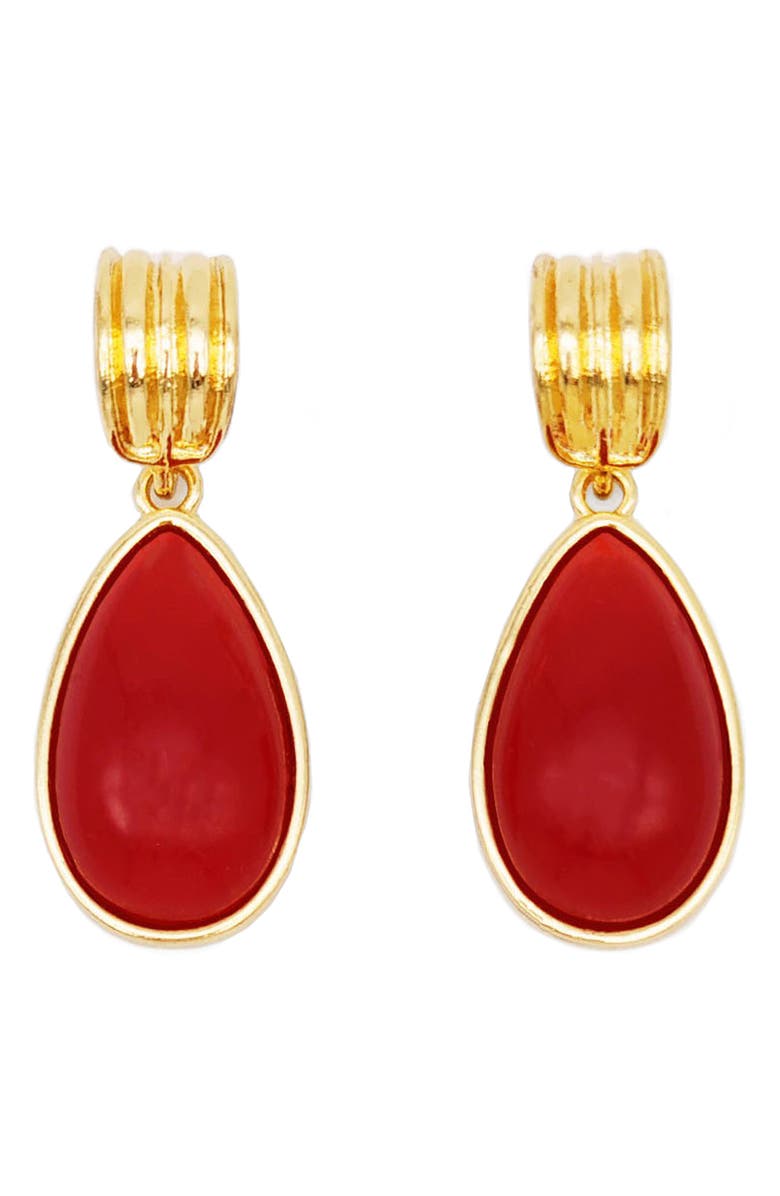 Petit Moments Teardrop Hoop Earrings, Main, color, Red