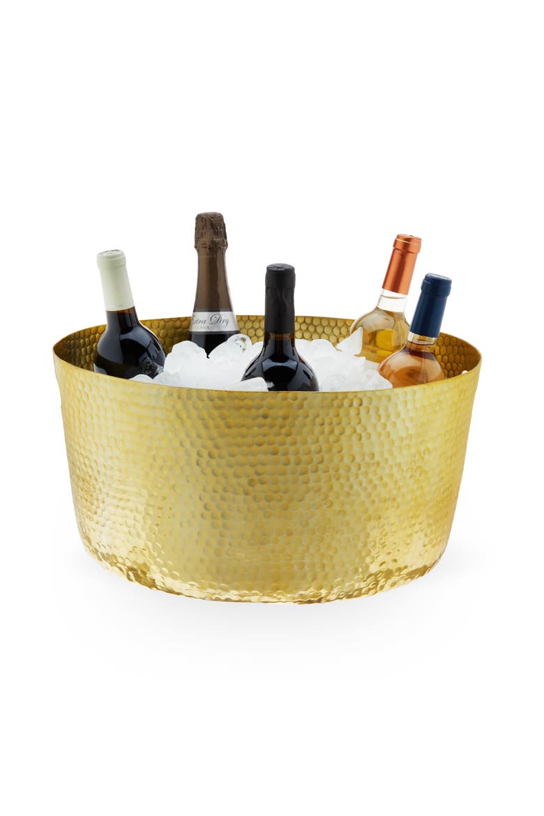 Hammered Metal Tub in Gold, Alternate, color, Gold