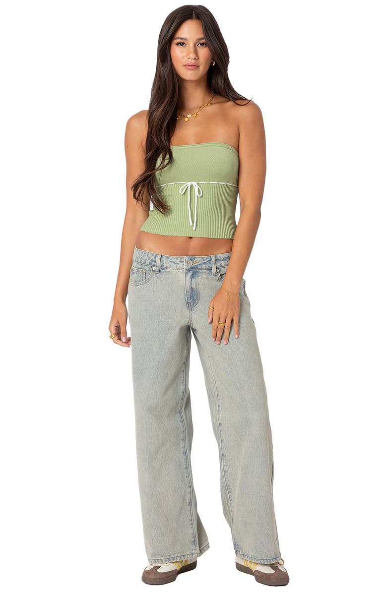 EDIKTED Elsie Crop Rib Tube Top, Alternate, color, Sage