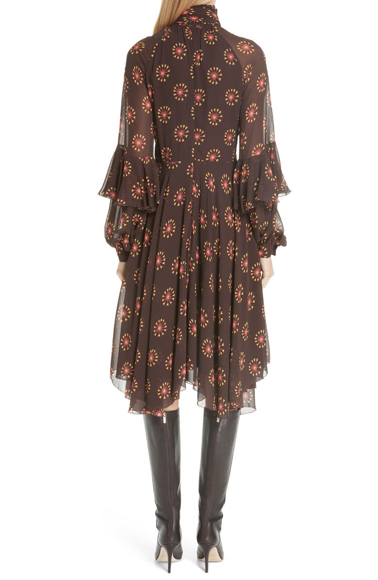 Etro Ruffle Sleeve Print Silk Dress, Alternate, color,