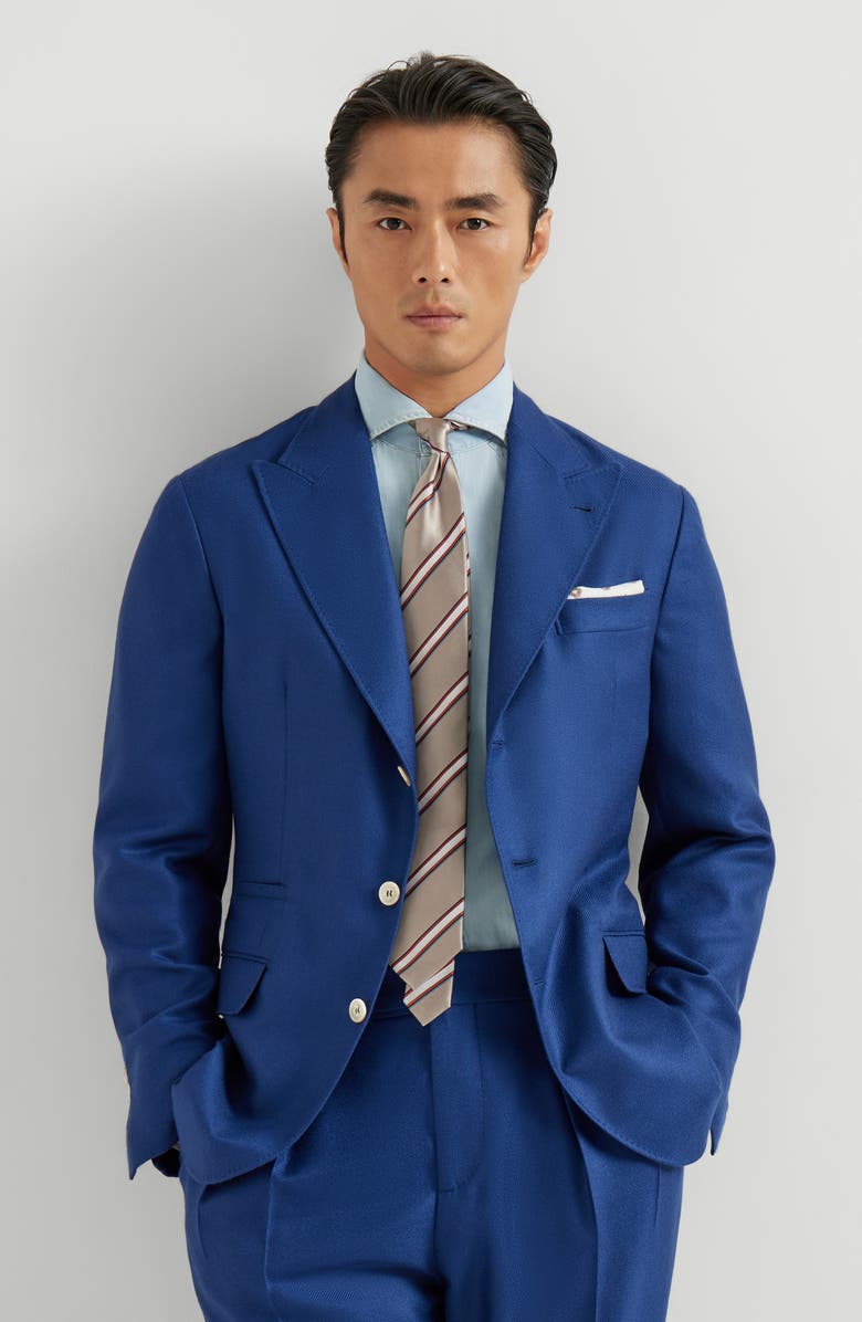 Brunello Cucinelli Cashmere and silk blazer, Alternate, color, Avio Blue