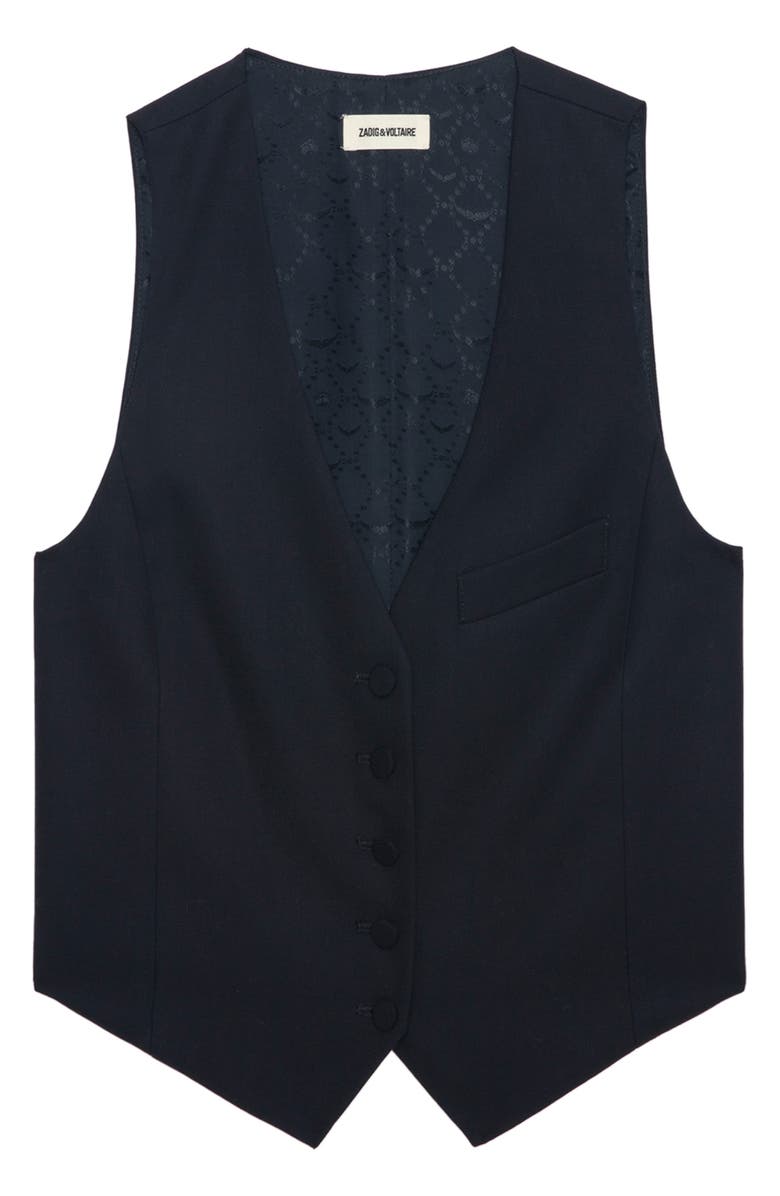 Zadig & Voltaire Emaux Virgin Wool Grain de Poudre Vest, Alternate, color, 