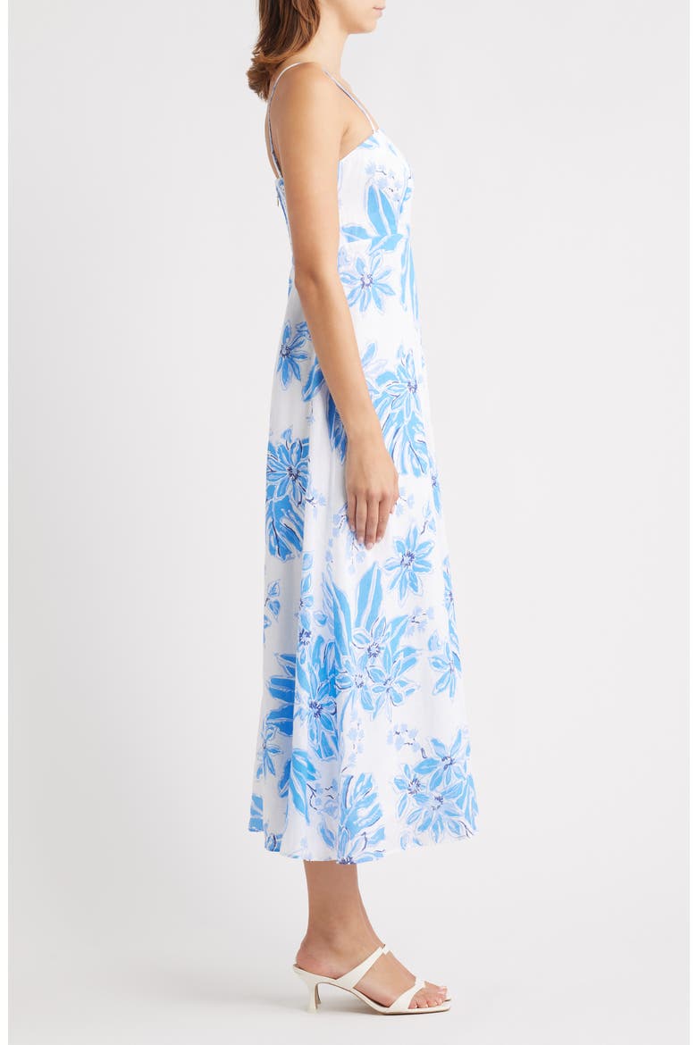 Jorgian A-Line Linen Midi Dress, Alternate, color, RESORT WHITE JET SET JUNGLE