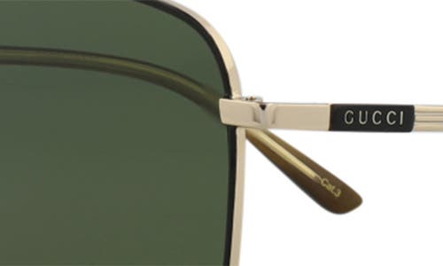 Gucci Novelty 58mm Rectangular Sunglasses In Gold Havana Green