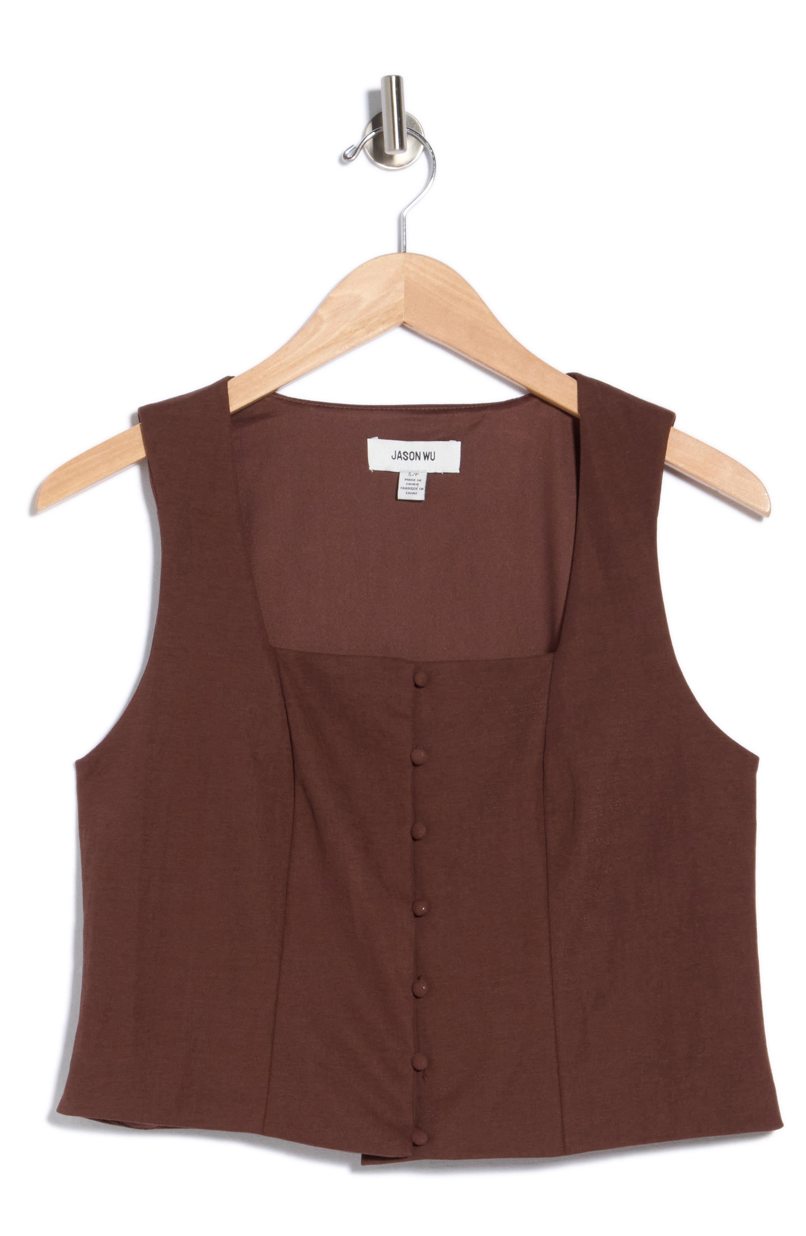 Square Neck Button Front Vest