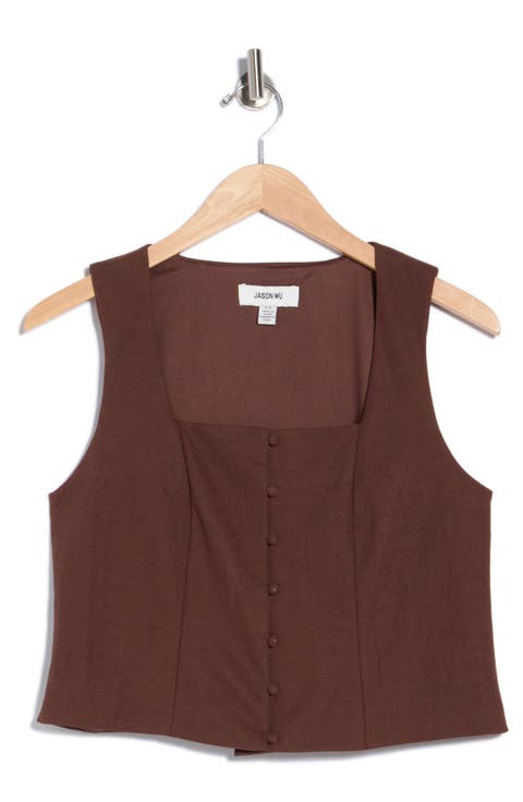 Square Neck Button Front Vest (Women) | Nordstromrack