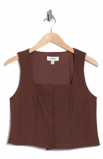 Square Neck Button Front Vest