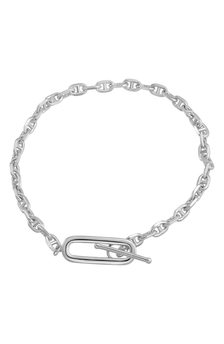 CANDELA JEWELRY Mariner Chain Paper Clip Toggle Bracelet, Main, color, Silver
