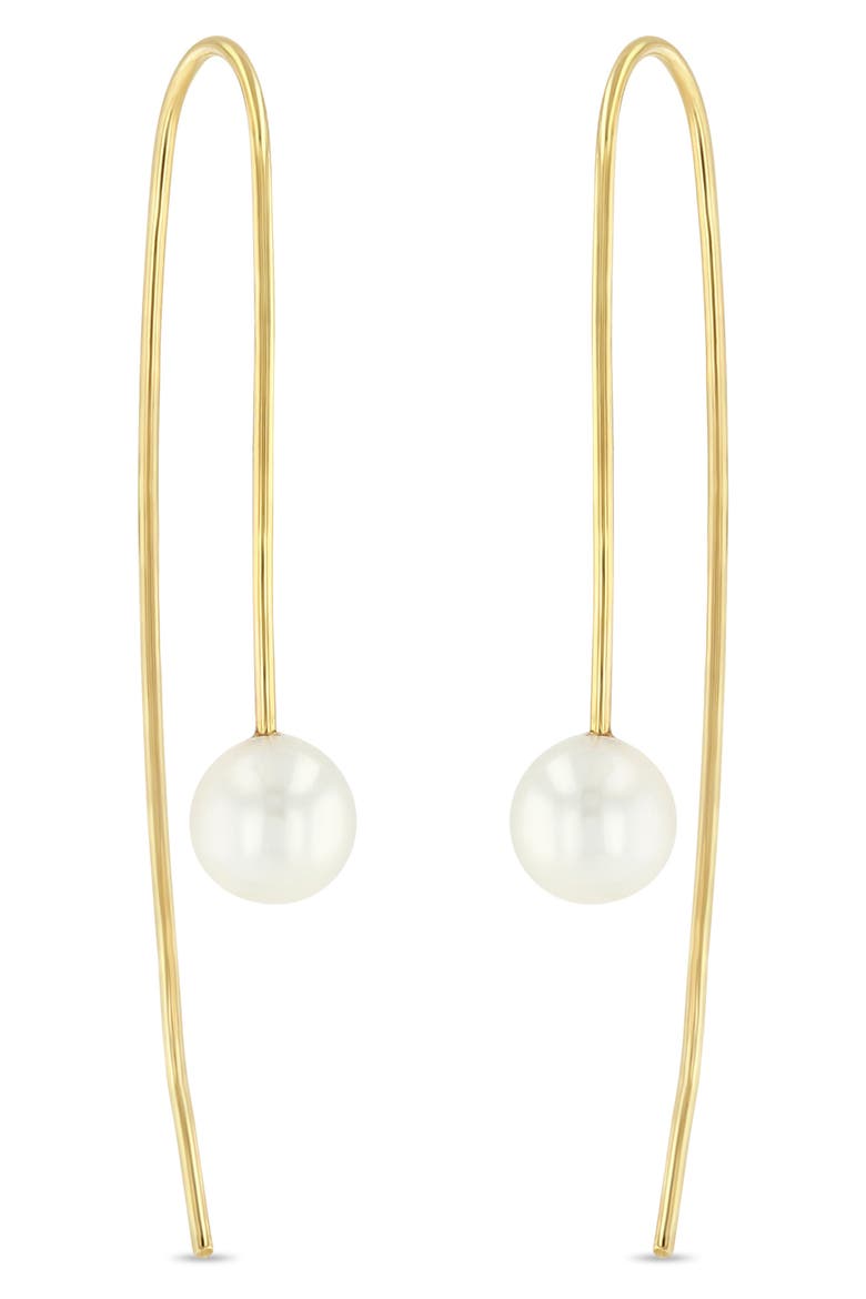 Freshwater Pearl Threader Earrings, Main, color, 14K YELOW GOLD