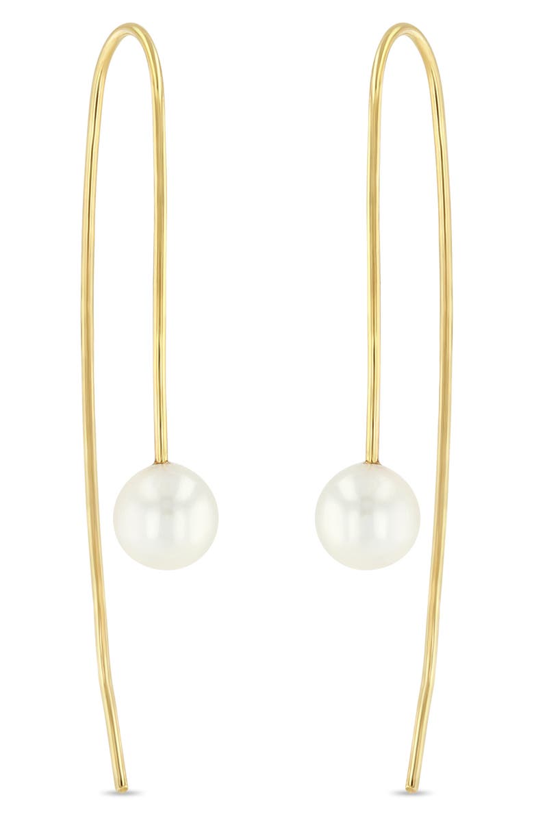 Zoë Chicco Freshwater Pearl Threader Earrings, Main, color, 14K Yellow Gold